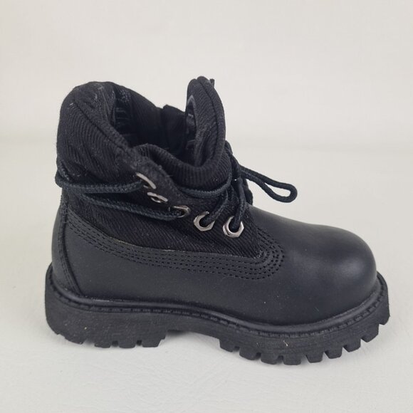 Timberland Roll Top Impermeable TODDLER Boots Waterproof Black Size 6C - Picture 3 of 9